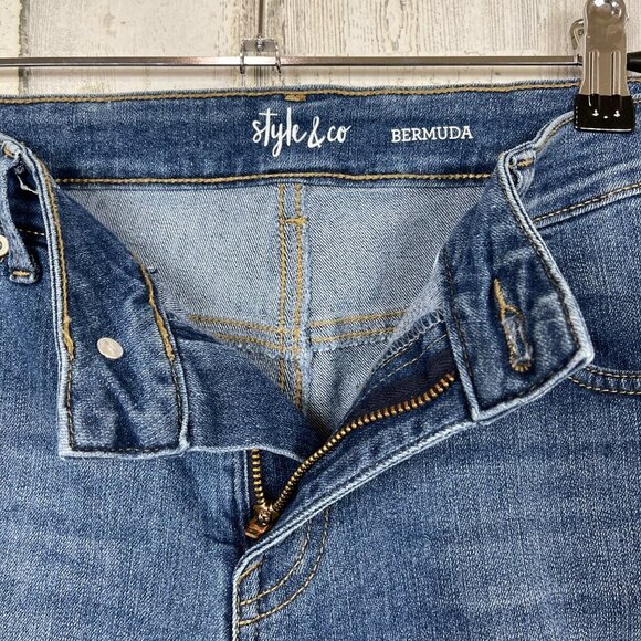 Style & Co denim shorts bermuda blue size 10 longer length everyday wear - Picture 4 of 6